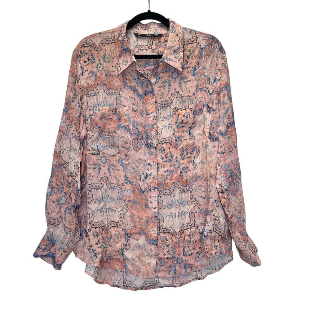 Peruvian Connection Liliana Button Down Shirt Size XL Vintage Inspired Print
